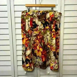 Choices Vintage 100% Linen Floral A-Line Skirt Size 2X